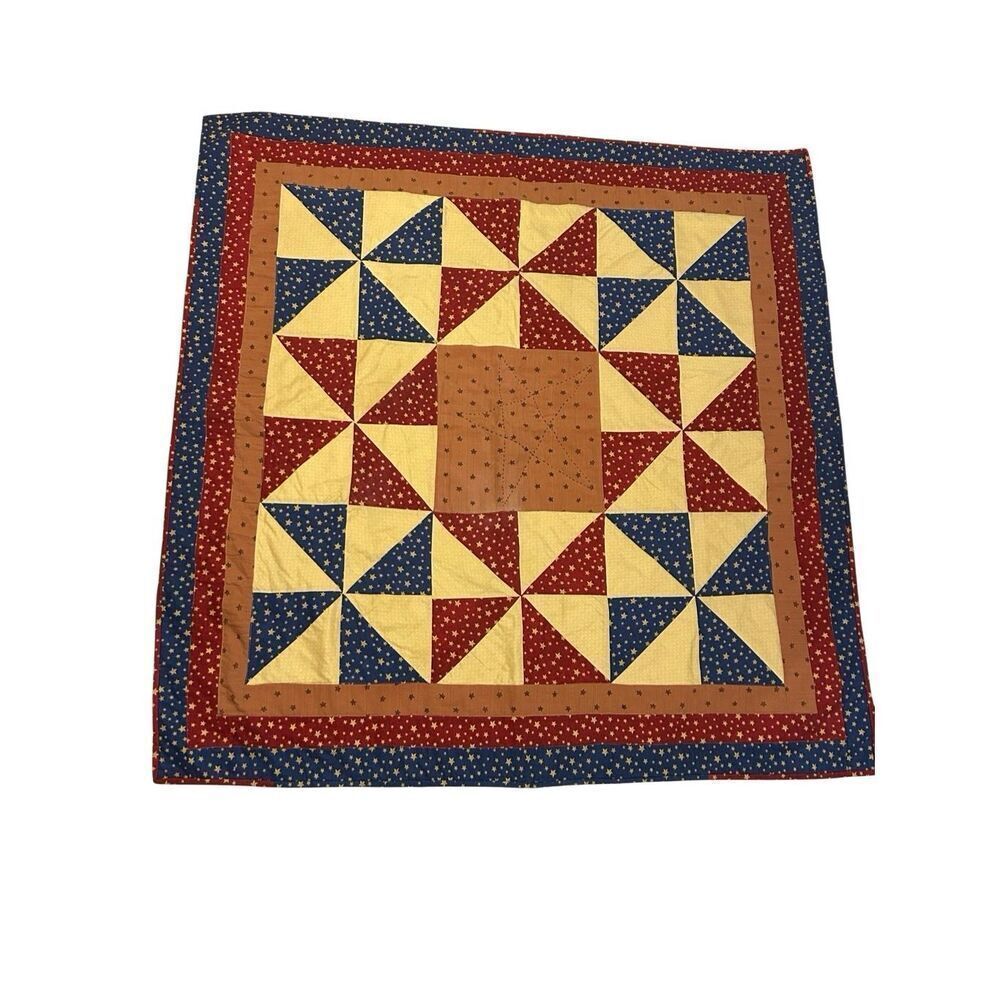 Handmade 48 x 48 Americana 250th USA Anniversary Nine Patch Lap Quilt
